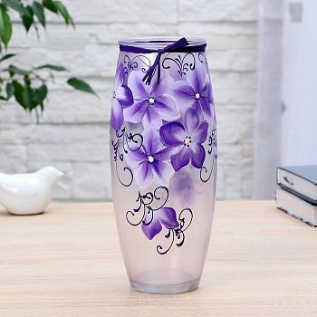 Ваза "Цветы" фиолетовая h-23,5х9,5; d-6.5см