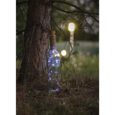 Гирлянда «Нить» 1 м роса с пробкой, IP20, серебристая нить, 10 LED, свечение белое, LR44х3