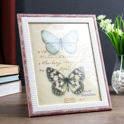 Фоторамка пластик 20х25 см "Шарль" кремовые кирпичики с розовым 29х24 см