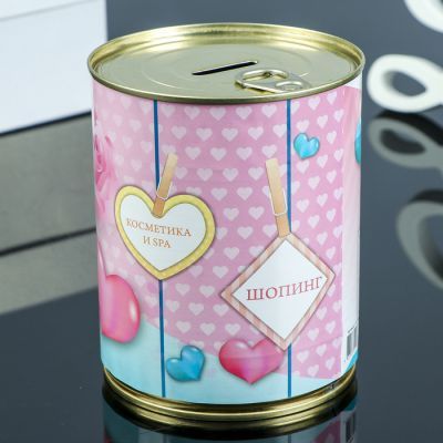 Копилка-банка металл "Мамина заначка"   d-10 см, h-12,4 см