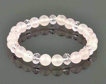 Браслет Розовый кварц, хрусталь "Тутси" арт.бП1202-14