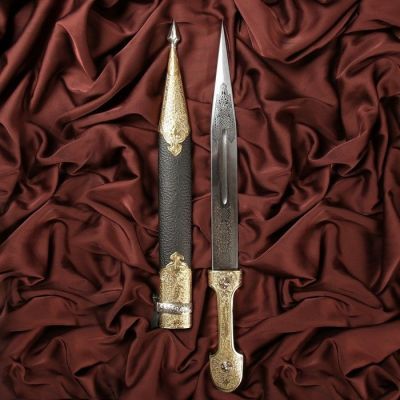 Кинжал сувенирный "Ирбис" №1 кожа, латунь