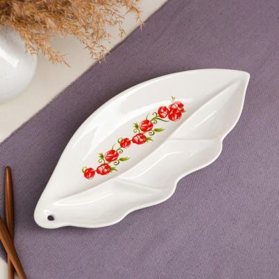 Менажница "Листопад" белая с деколью, 28,5 см, микс