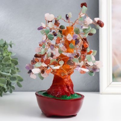 Бонсай "Денежное дерево, микс камней" (196 камней),  23 х 10 х 19 см