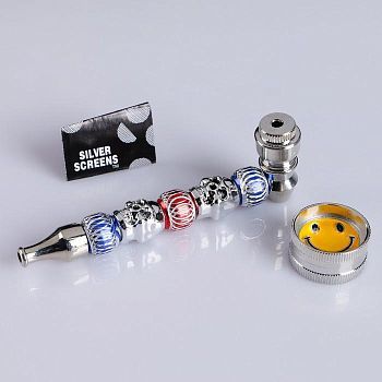 Набор "Смайл": трубка оригинальная и измельчитель для табака