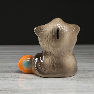 Копилка "Кот со сметаной" глазурь, серый, 16 см, микс