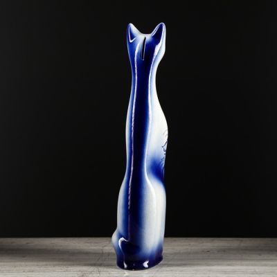 Копилка "Кот Джек", покрытие глазурь, бело-синяя, 42,5 см