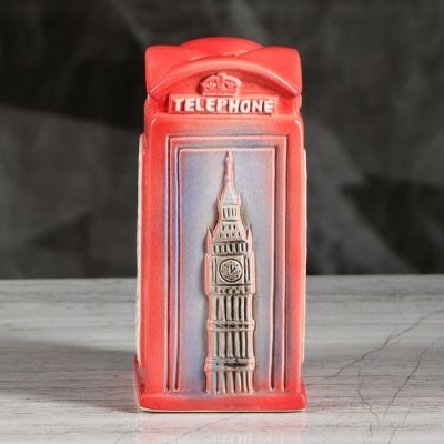 Копилка "Телефонная будка", глянец, красный цвет, 17 см