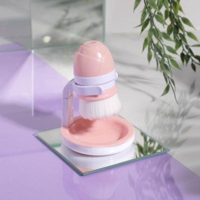 Щёточка-массажёр для умывания с подставкой "Раз-и ты умылась" розовый