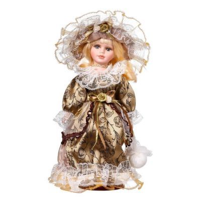 Кукла коллекционная керамика "Маленькая мисс в карамельном платье" 30 см