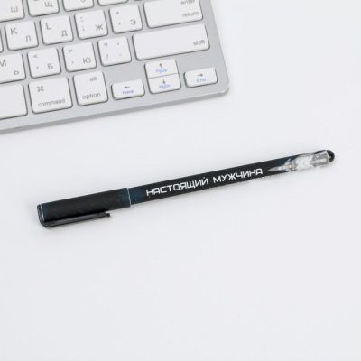 Ручка пластик с колпачком софт-тач «Герой и защитник», синяя паста, 0,7 мм