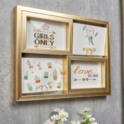 Фоторамка пластик на 4 фото 10х15 см "Золото" 26,5х2,5х35 см