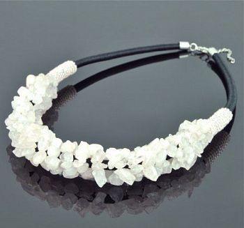 Колье Кварц Розовый  "Аквилегия" арт.П3267