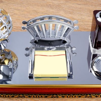 Набор настольный 5в1 (глобус,визитница,карандашница микс,скреп.,лоток для бумаги) 23*40,5см