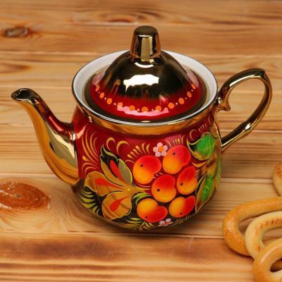 Набор «Рябина», 3 предмета, самовар 3 л, заварочный чайник 0,7 л, поднос