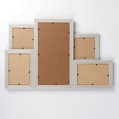 Фоторамка пластик на 4 фото 10х10, 10х15 см доска для записок"Сине-чёрные кирпичи" 34х52см