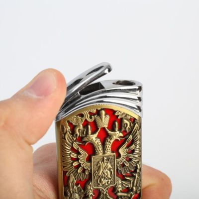 Зажигалка "Резной герб РФ", пьезо, газ, МИКС