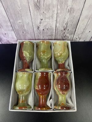 Набор высоких рюмок из оникса "Для вина или шампанского" в картонной коробке (6 шт) h рюмки-12 см, d-6,5см