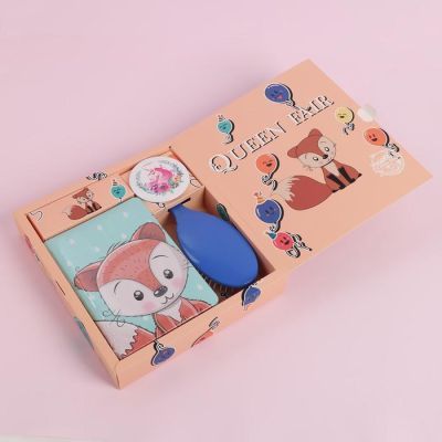 Подарочный набор «Детский», 3 предмета: зеркало, массажная расчёска, ежедневник, рисунок МИКС