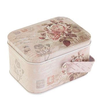 Шкатулка металл с ручкой "Розы. Ретро" 6,5х10,5х8 см