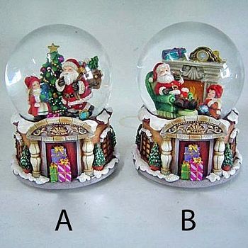 Фигурка декоративная в стеклянном шаре с музыкой "Санта" № 43 (14 см)