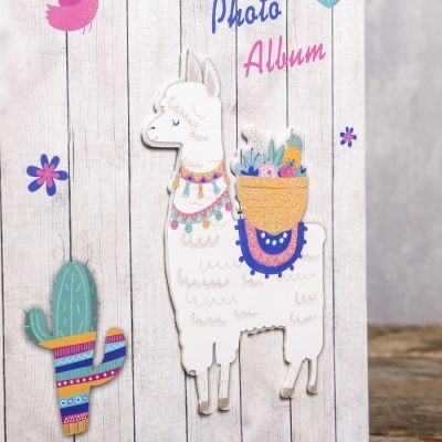 Фотоальбом на 200 фото 13х18 см "Лама" объем.эл., блёстки в коробке МИКС 29,5х23,5х6 см