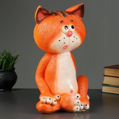 Копилка "Кот сидя большой" рыжий 39см