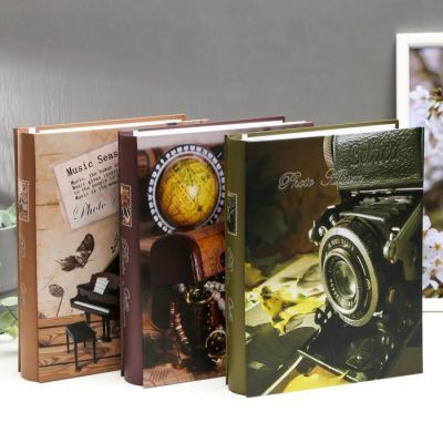 Фотоальбом на 200 фото 10х15 см "Ретро" в коробке МИКС 26х20,5х5,5 см