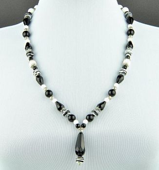 Бусы Агат, кахолонг "Белые ночи" арт.АНТ-777