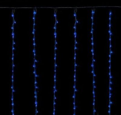 Гирлянда "Дождь" уличная (Ш:2 м, В:3 м, нить силикон, синий)
