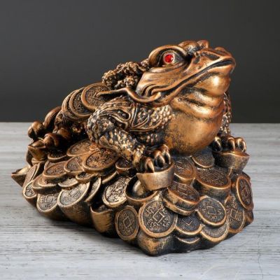 Копилка "Жаба", глянец, бронзовый цвет, 25 см, микс