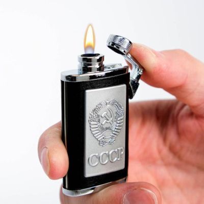 Зажигалка газовая "СССР", пьезо, чёрная 6.5х3.5 см
