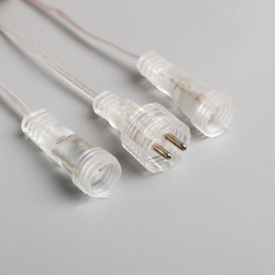 Гирлянда «Сосульки рифленые» 2.5 × 0.3 м, IP65, прозрачная нить, 192 LED, свечение тёплое белое с эффектом стекания, 12 В