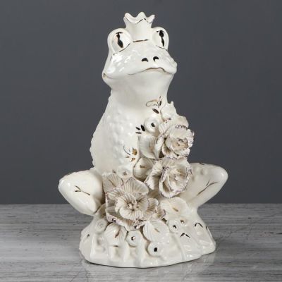 Копилка "Лягушка- царевна", глазурь, белый цвет, 25 см