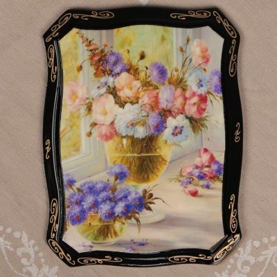 Панно «Цветы», 16х22 см, лаковая миниатюра, микс
