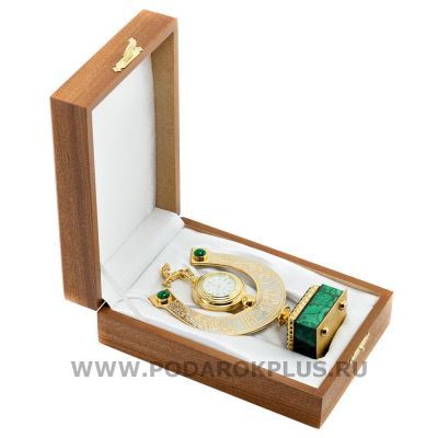 Часы "Подкова на удачу"-2 камень малахит