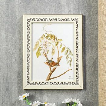 Фоторамка пластик 15х20 см "Белая с золотым узором" 23,4х18,4х1 см