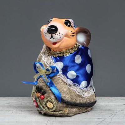 Копилка декор "Крыса на мешке", 22 см, микс