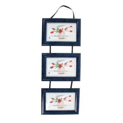 Фоторамка "Тройная тесьма" голубая 10х15 см