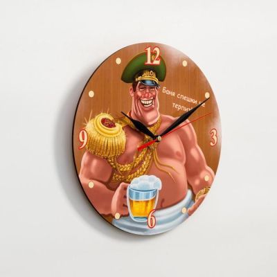 Часы настенные, серия: Интерьер, для бани "Баня спешки не терпит!"