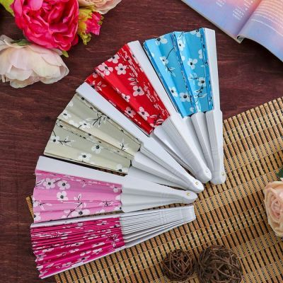 Веер пластик, текстиль "Сакура" МИКС 23 см