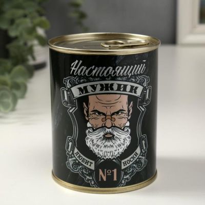 Носки в банке "Настоящий мужик любит носки" (мужские, цвет микс)