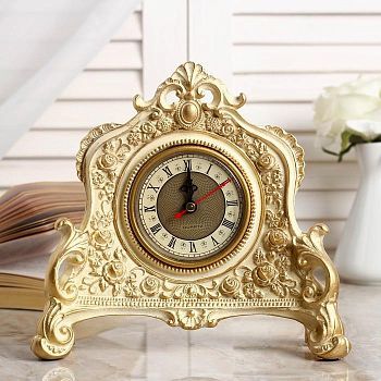Часы настольные "Каминные", цвет  белый с позолотой, 21х19х6.5 см
