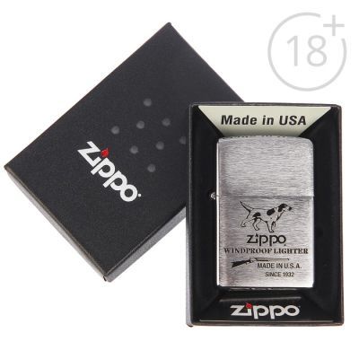 Зажигалка ZIPPO 200 Hunting Tools с покрытием Brushed Chrome