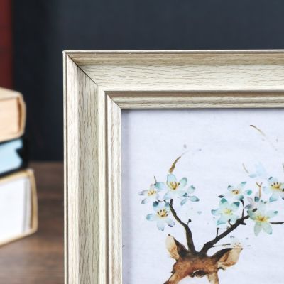 Фоторамка пластик 10х15 см "Базиль" выбеленный дуб с золотым обрамлением 19х14 см