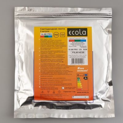 Cветодиодная лента Ecola PRO 5 м, IP65, SMD5050, 60 LED/м, 14.4 Вт/м, 12 В, RGB