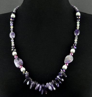 Бусы Аметист, кахолонг, хрусталь "Сказки Шахеризады" арт.АНТ-402