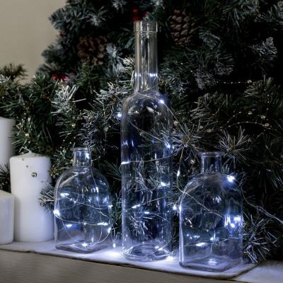 Гирлянда «Нить» 5 м роса, IP20, серебристая нить, 50 LED, свечение белое, CR2032х2