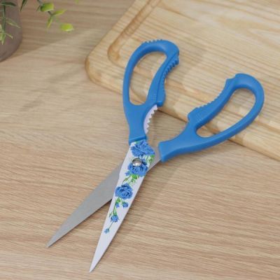 Набор кухонный «Цветение», 3 предмета: нож 12,5 см, ножницы, овощечистка, цвет голубой