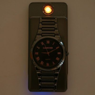 Зажигалка электронная "Наручные часы" в подарочной коробке, USB, спираль, 4х6 см